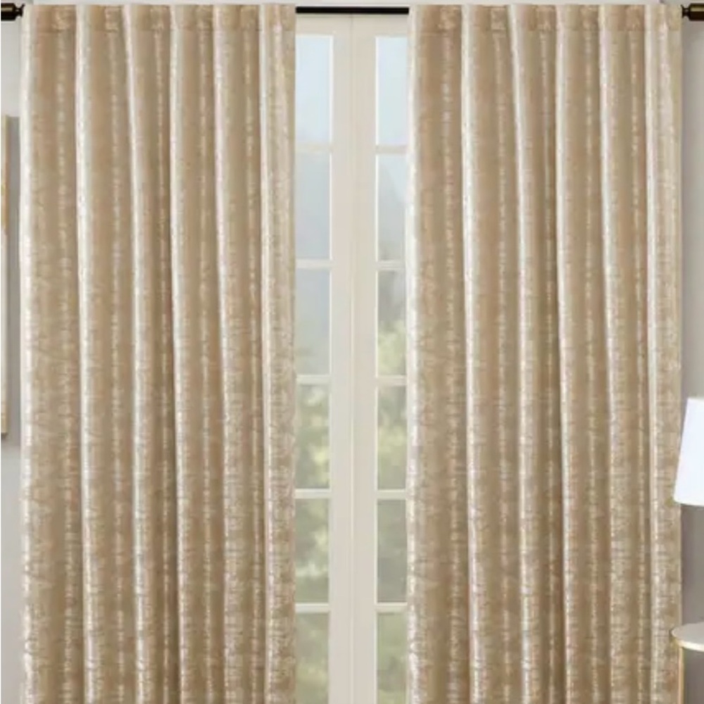 Gold Textured Panel Blackout Curtains with Rod Pocket